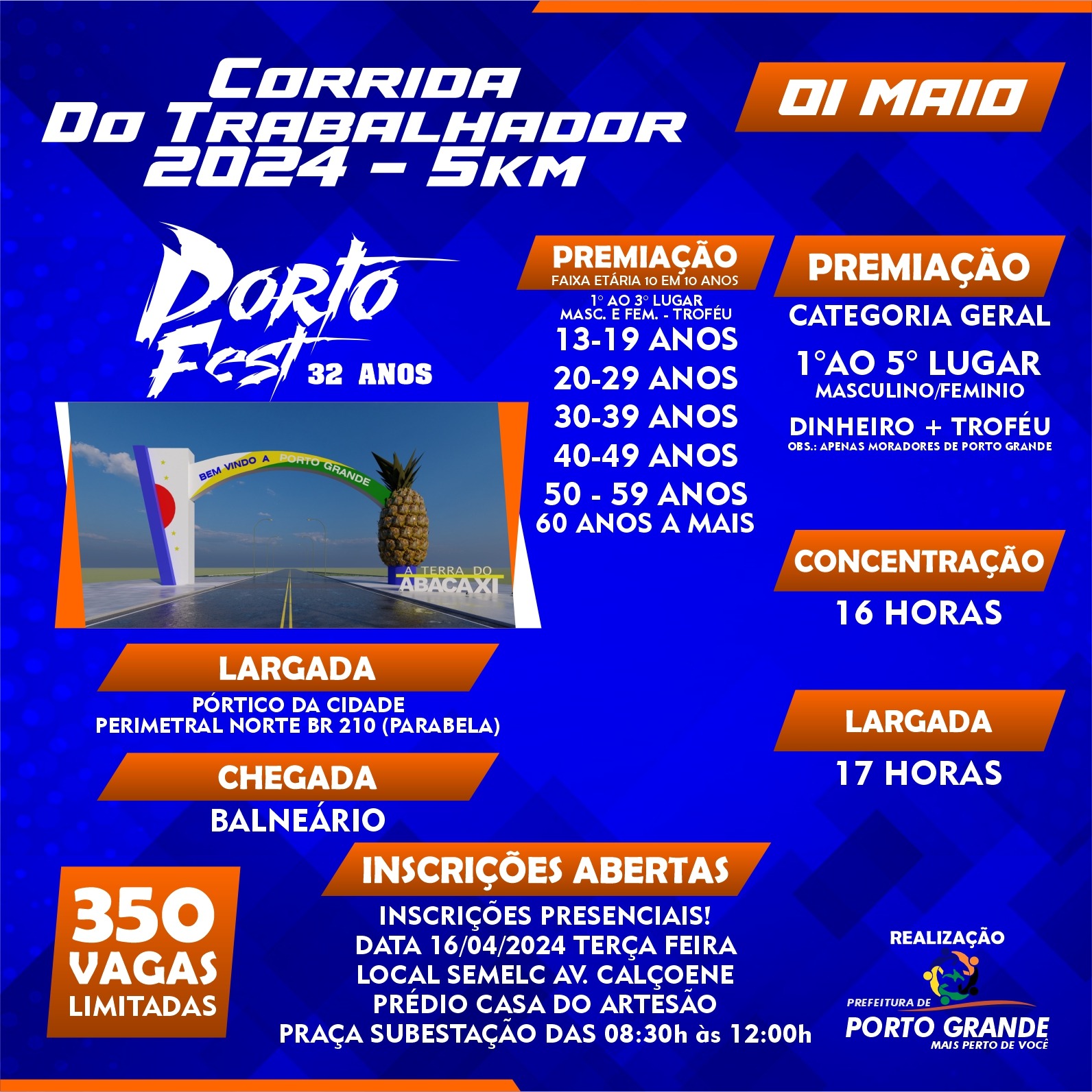 CORRIDA DO TRABALHADOR - PORTO FEST 32 ANOS